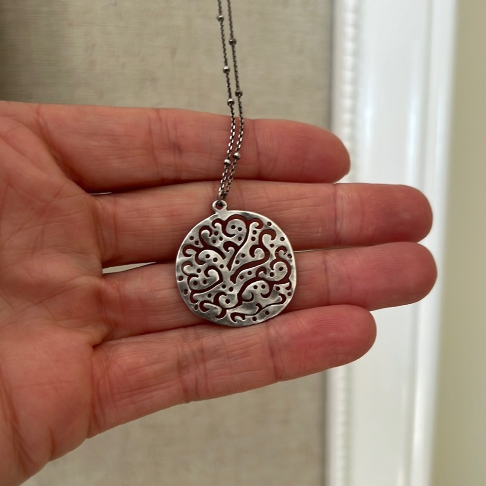 Silpada .925 silver coin scroll necklace